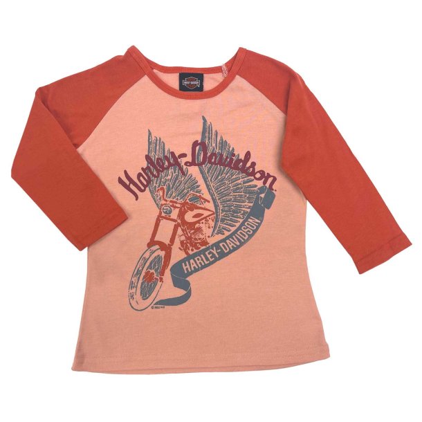 Little Girls' 3/4 Sleeve Raglan Colorblock Tee - Orange