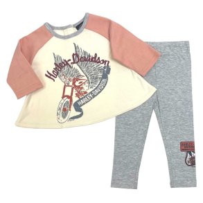  Baby Girls' Set, 3/4 Sleeve Tee & Pant Set