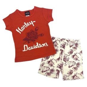 Little Girls' 2 Pk  Short Sleeve Tee & Bike Short Set