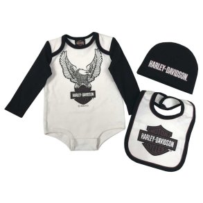 Baby Boys' 3-Piece Eagle Set w/ Hat & Bib, Cream