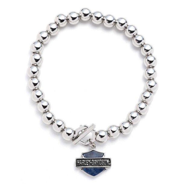 Bar &amp; Shield Toggle Stretch Bead Bracelet