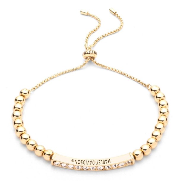 Bead &amp; Crystal Adjustable Slider Bracelet, Gold Tone