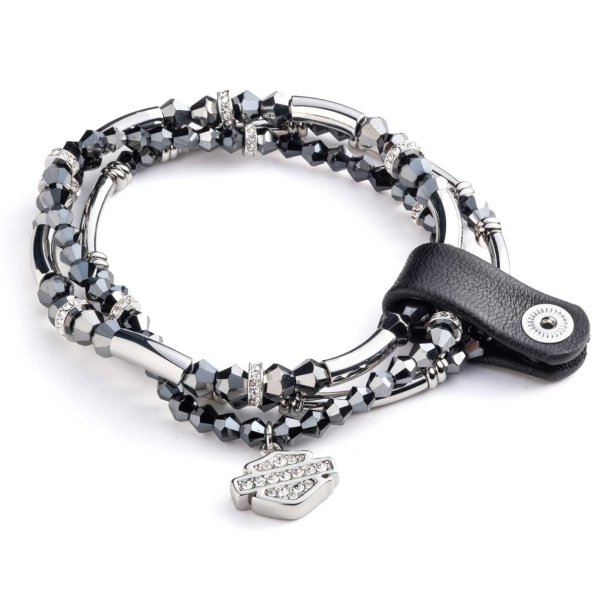 Set of 3 Bar &amp; Shield Charm Stretch Bracelets