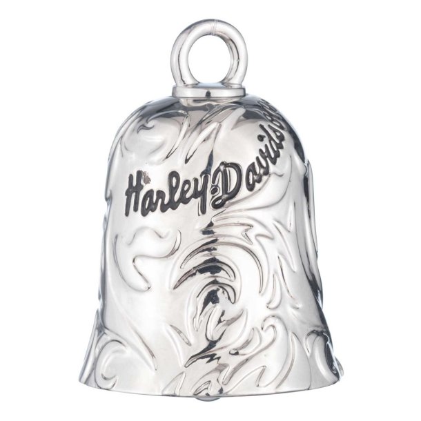 Feather Print H-D Text Brass Ride Bell, Silver Plating