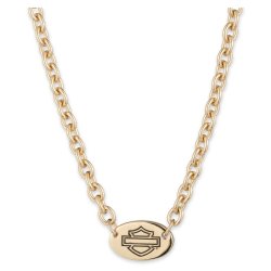 Oval Bar &amp; Shield Logo Chain Necklace