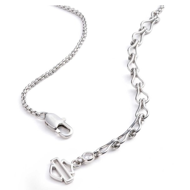 Crystal Charm Chain Necklace, Silver Brass