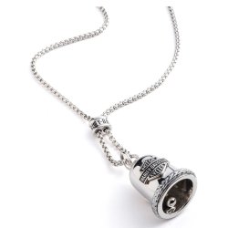 Bar &amp; Shield Braided Ride Bell Necklace