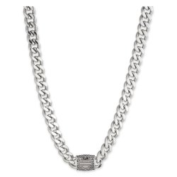  Textured Bar &amp; Shield Necklace