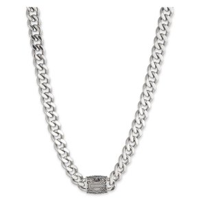  Textured Bar & Shield Necklace