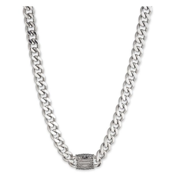  Textured Bar &amp; Shield Necklace