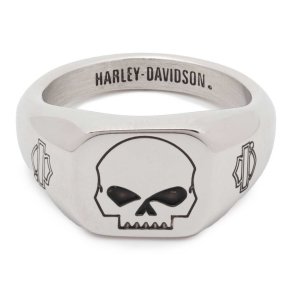 Willie G Skull Beveled Edge Ring, Stainless Steel
