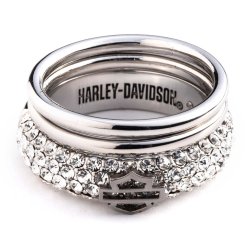 3 Pave Bar &amp; Shield Stack Rings