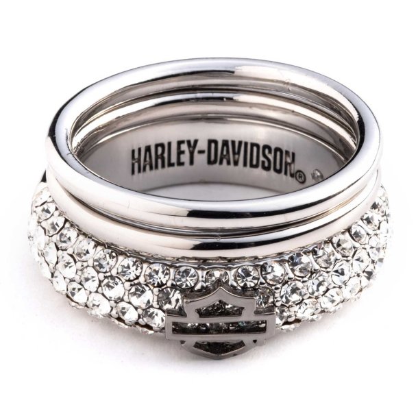 3 Pave Bar &amp; Shield Stack Rings