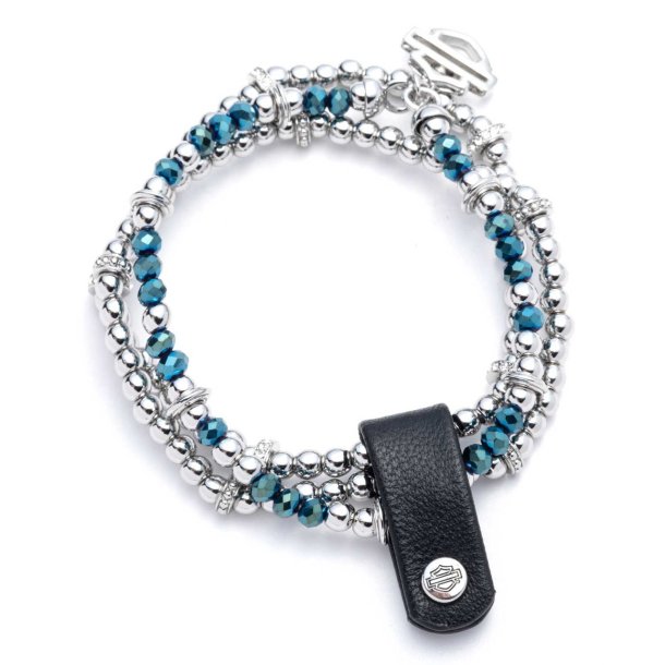 Bar &amp; Shield Charm Bead Stretch Bracelets, Set of Three