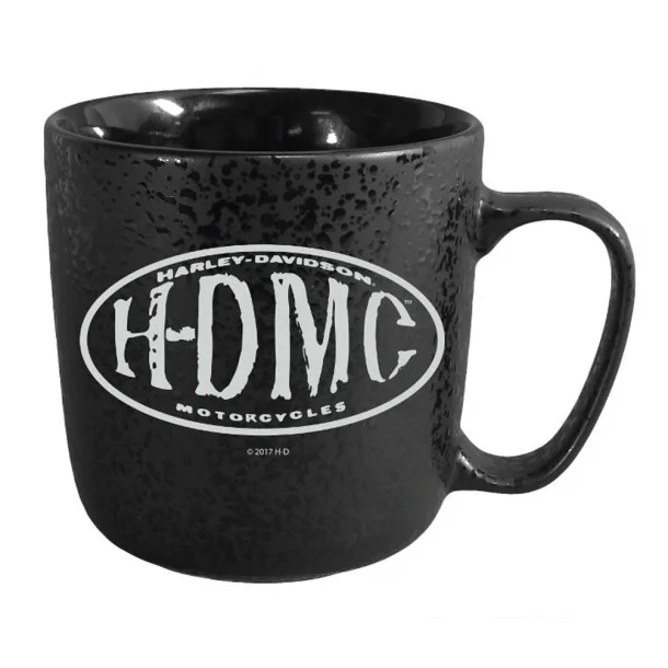 Harley-Davidson H-DMC Textured Ceramic Coffee Cup, Black 15 oz.