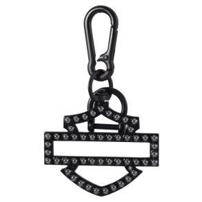 Rivet Silhouette Bar & Shield Logo Key Chain, Black