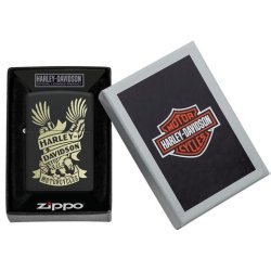 H-D GOLD EAGLE MAT BLK ZIPPO