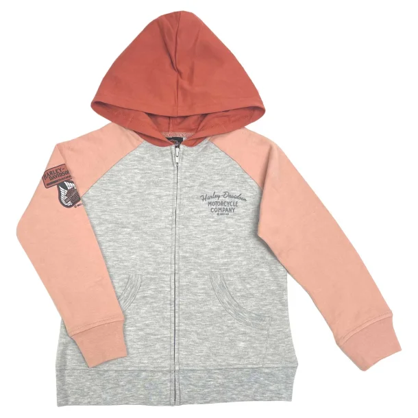 Girls' Zip Hoodie - Pink &amp; Gray - 6  �R