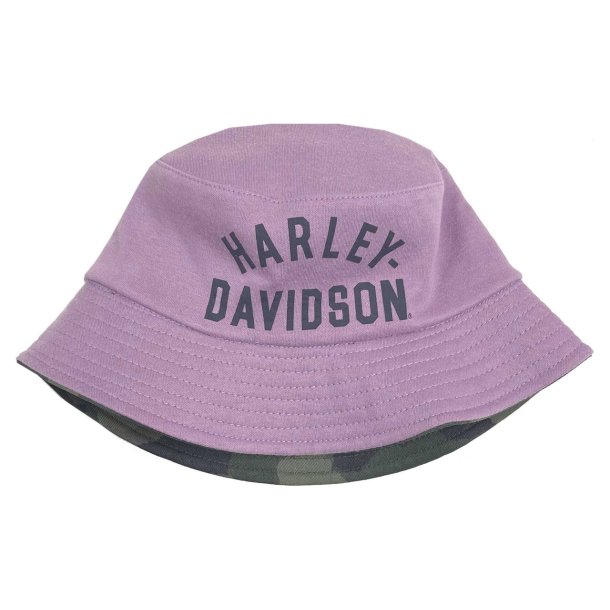 Little Girls' H-D Logo Reversible Bucket Hat - Lavender/Camo