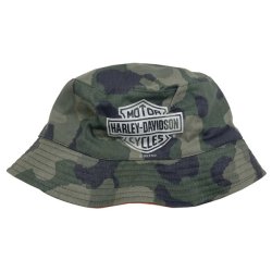 Little Boys' H-D Logo Reversible Bucket Hat - Orange/Camo