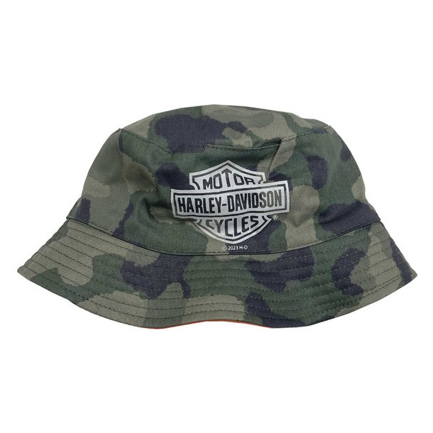 Little Boys' H-D Logo Reversible Bucket Hat - Orange/Camo