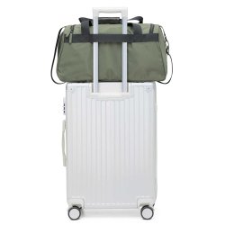 Crinkle Bar &amp; Shield Nylon Duffel Bag w/Side Shoe Pocket - Green