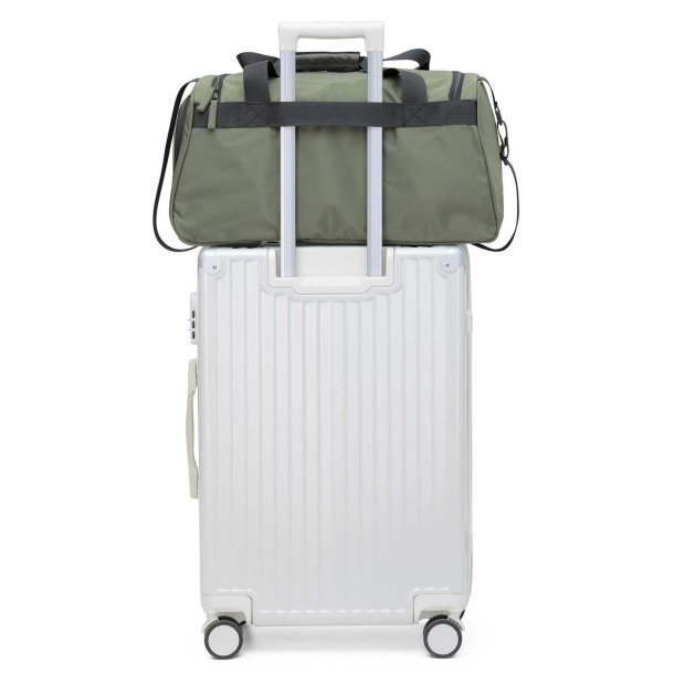 Crinkle Bar &amp; Shield Nylon Duffel Bag w/Side Shoe Pocket - Green