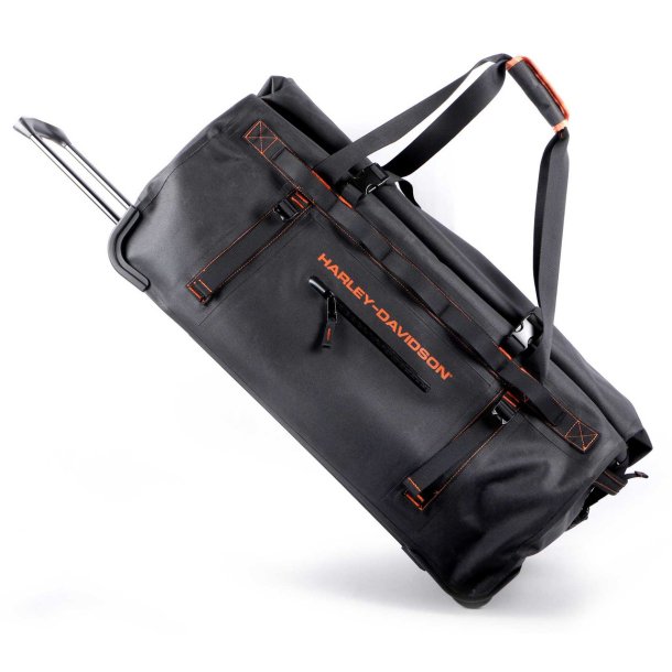 29" Waterproof Adventure Large Wheeling Duffel Bag, Black/Rust