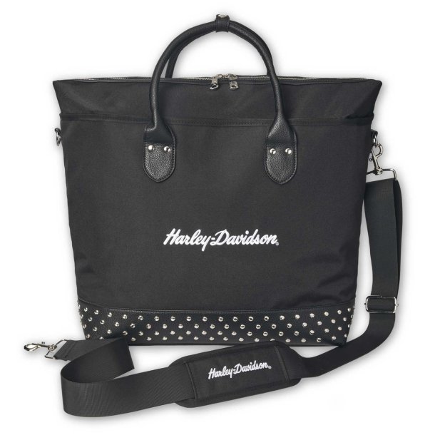  3D H-D Script Studded Overnight Tote