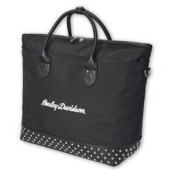  3D H-D Script Studded Overnight Tote