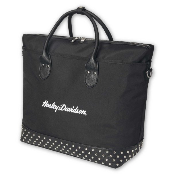  3D H-D Script Studded Overnight Tote
