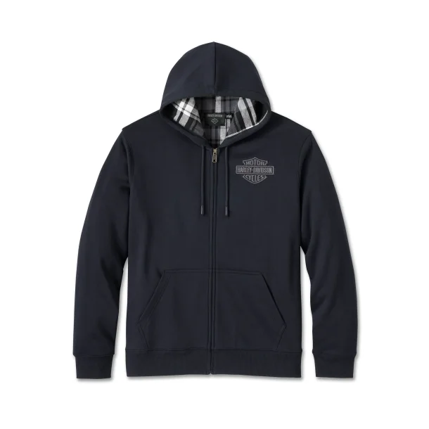 Bar &amp; Shield Plaid Lined Zip-Up Hoodie