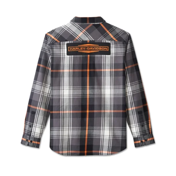 Men's Stacked Bar &amp; Shield Long Sleeve Plaid Shirt