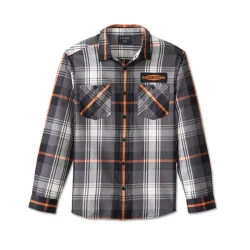 Men's Stacked Bar &amp; Shield Long Sleeve Plaid Shirt
