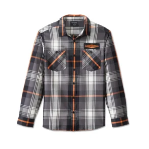Men's Stacked Bar & Shield Long Sleeve Plaid Shirt
