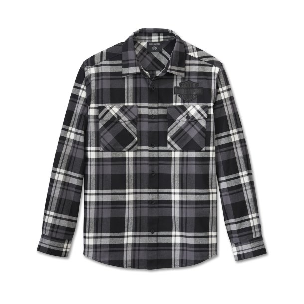 Bar &amp; Shield Flannel Shirt - Plaid - Harley Black 