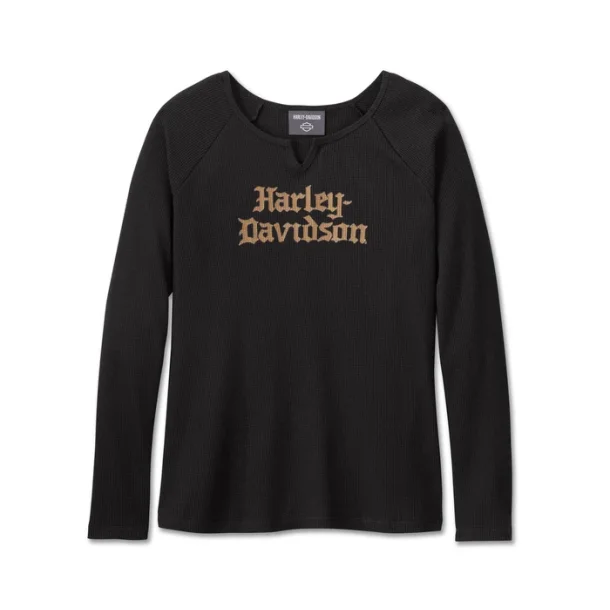 WOMEN'S HARLEY-DAVIDSON OLD ENGLISH THERMAL TOP - HARLEY BLACK