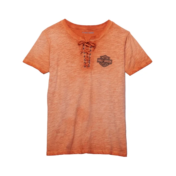 Throttle Lace-up Tee - Vintage Orange