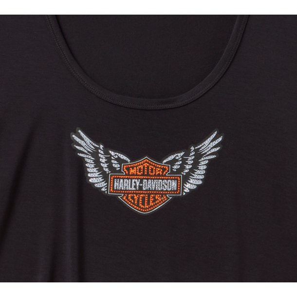 Winged Bling Scoop Neck Tee - Black