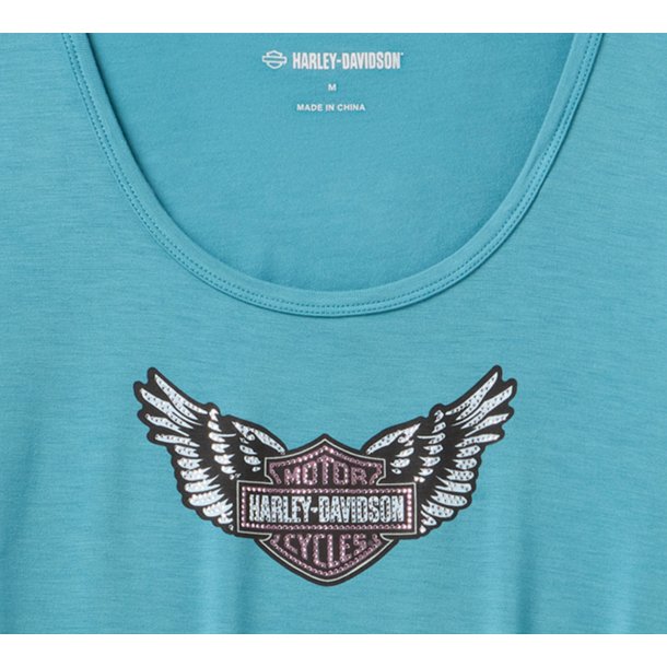  Winged Bling Scoop Neck Tee - Rustic Teal