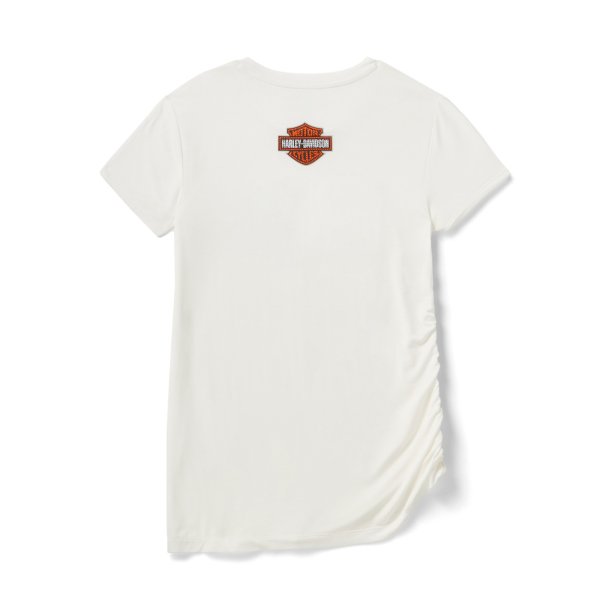 Ombre Bling Side Ruched Top - Cloud Dancer
