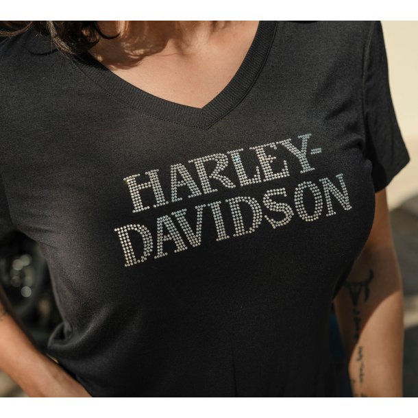 Willie G Skull Bling V-neck - Harley Black