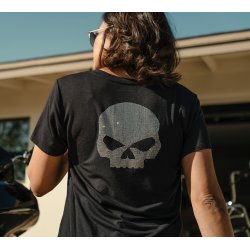 Willie G Skull Bling V-neck - Harley Black
