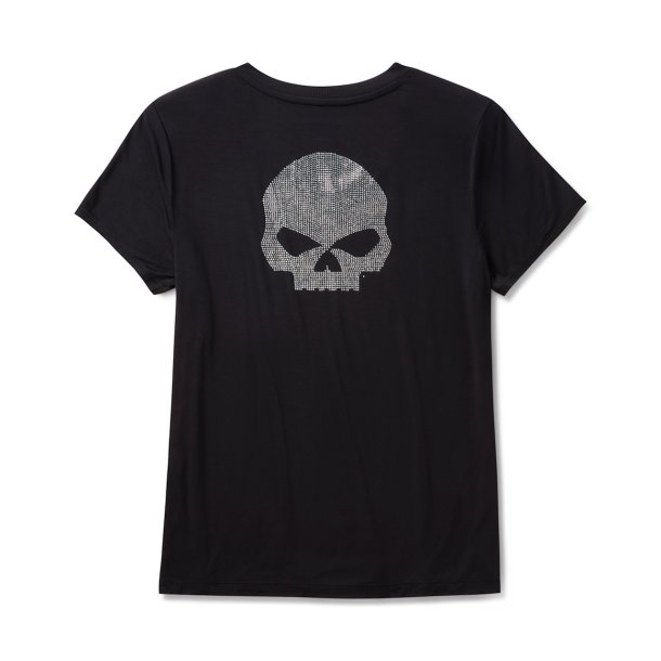 Willie G Skull Bling V-neck - Harley Black