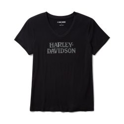 Willie G Skull Bling V-neck - Harley Black