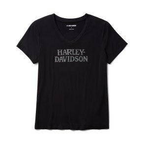 Willie G Skull Bling V-neck - Harley Black