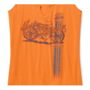 Bling Rally n Ride Notch Neck Tank - Harley Orange