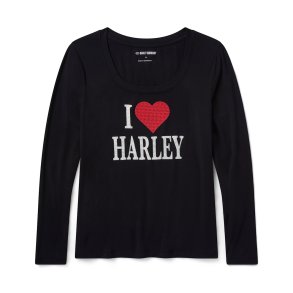 Bling I Love Harley Long Sleeve Tee
