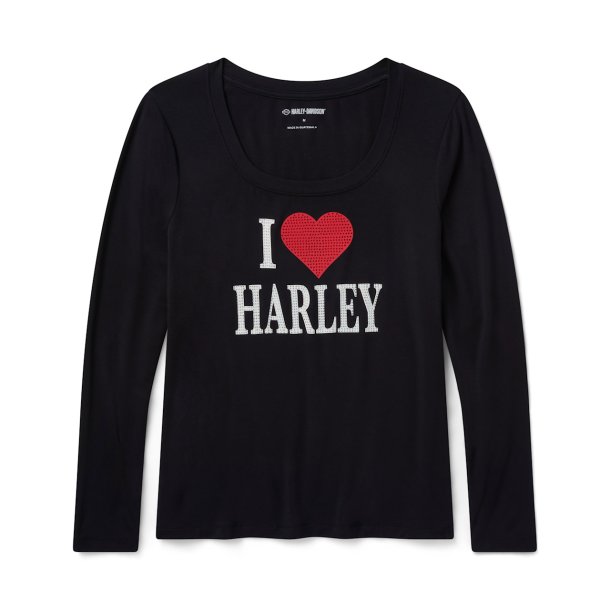 Bling I Love Harley Long Sleeve Tee