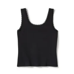 Rose &amp; Thorn Bling Lace Trim Tank 